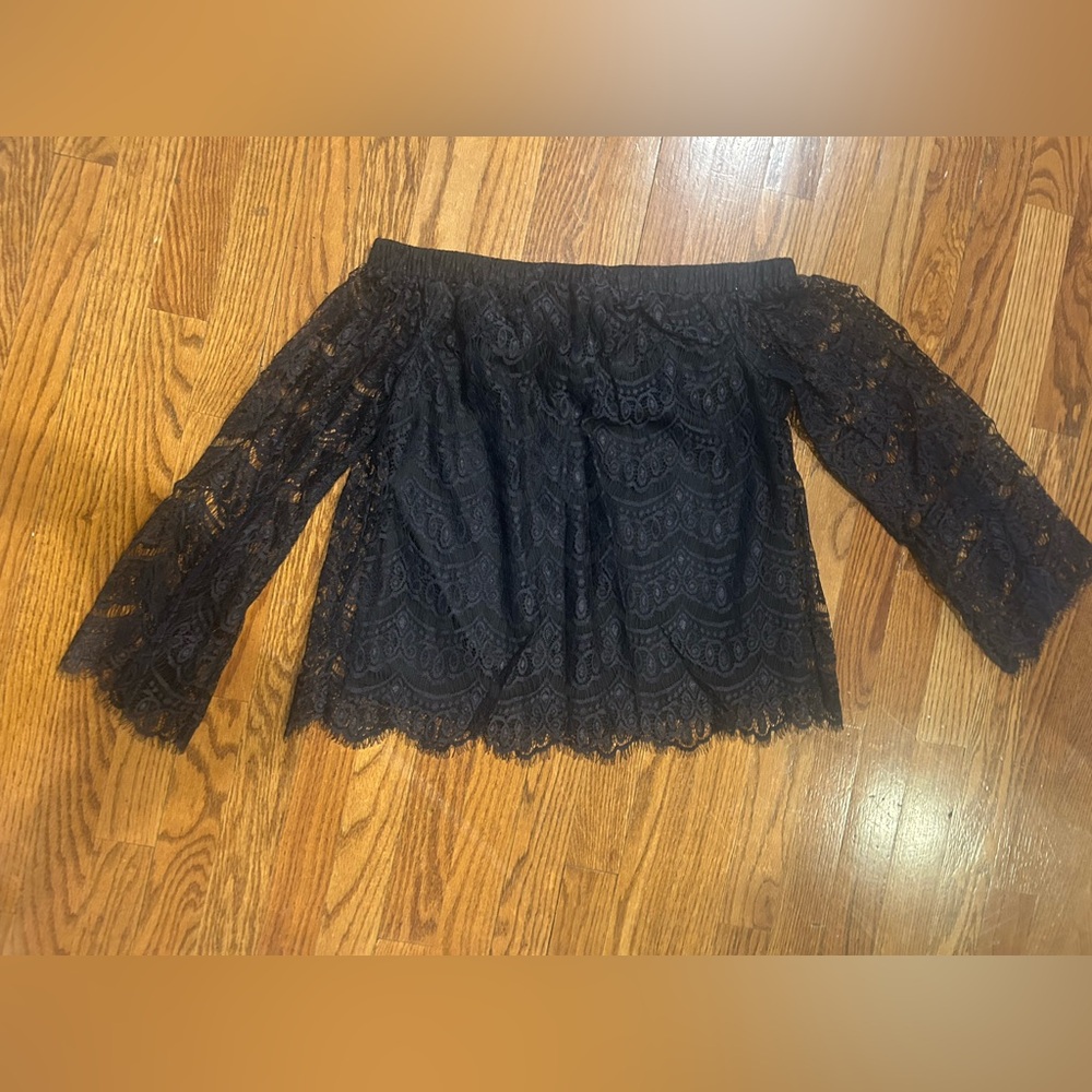 Elegant Black Lace Off-Shoulder Top